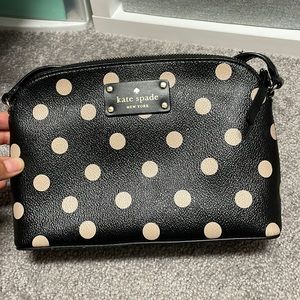 Like new Kate spade black and beige polka dot crossbody bag.